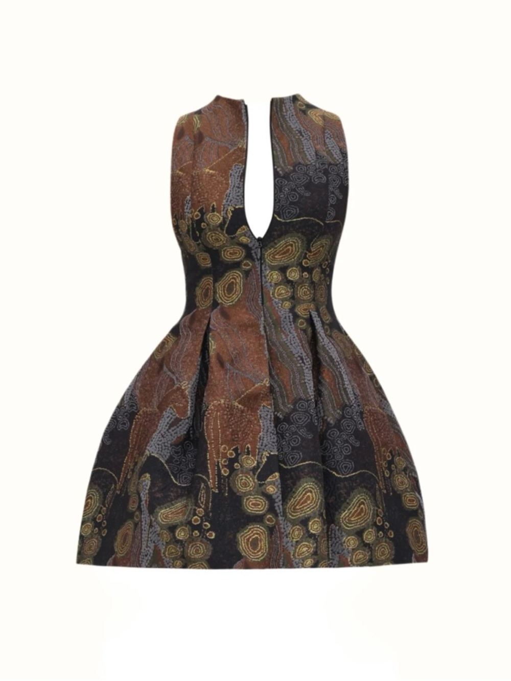 Andrea Iyamah Brown Black Patterned Long-Sleeve Mini Dress - Picture 2 of 10